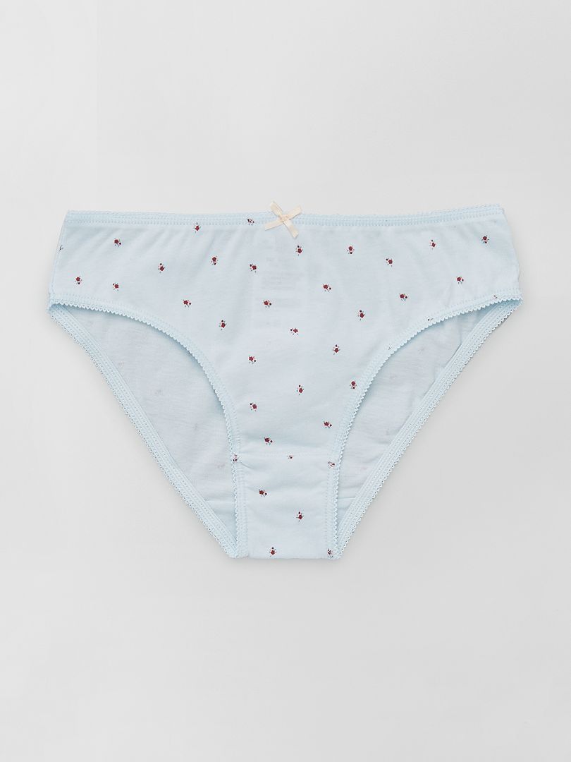 Jersey slips met strikpatroon - Set van 4 - Blauw