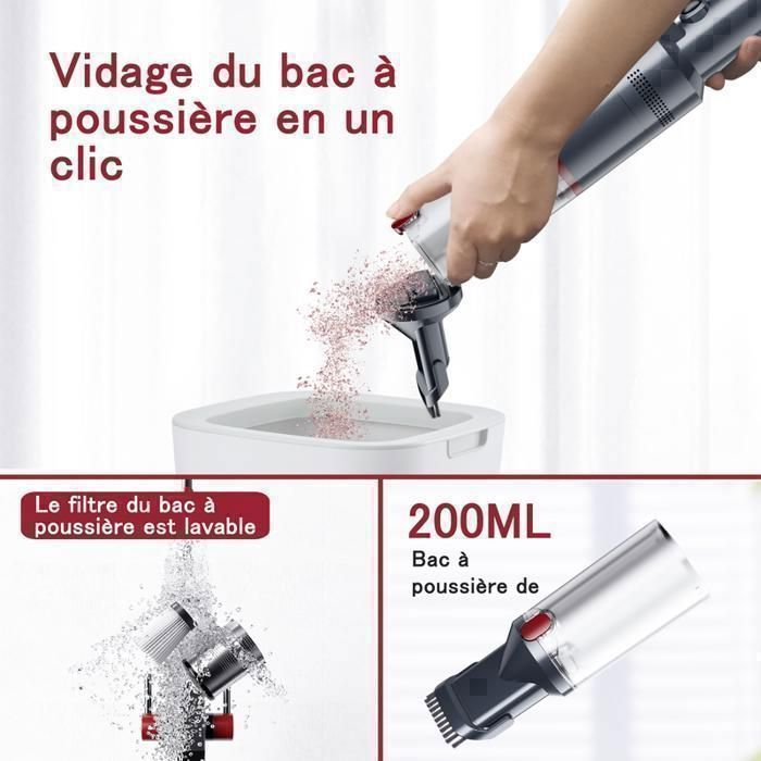 Rechargeable Cordless Handheld Vacuum Cleaner - SmartAI H5 - 145W/17000Pa - Up to 30 Mins - LED Display - Car, Home, Pet Hair
