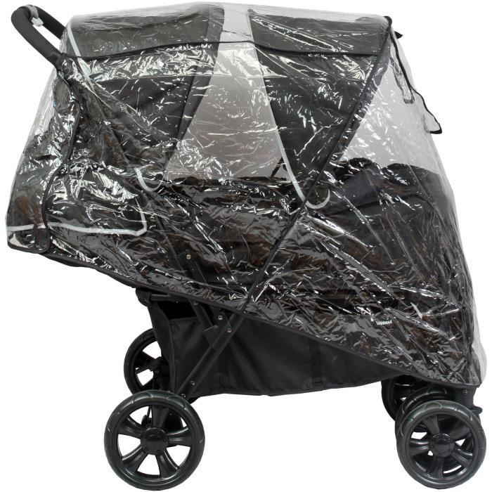 Passeggino doppio BAMBISOL - Completamente equipaggiato - Parapioggia incluso - Facile da piegare