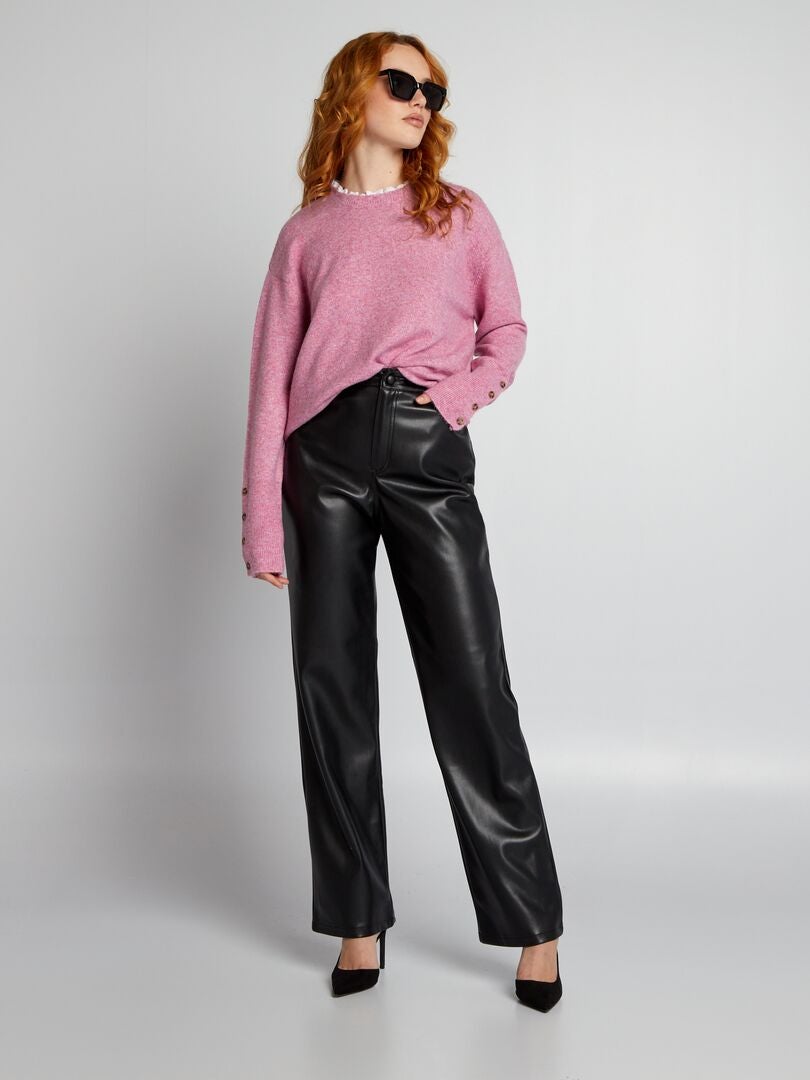 Jersey de punto con cuello bordado - ROSA