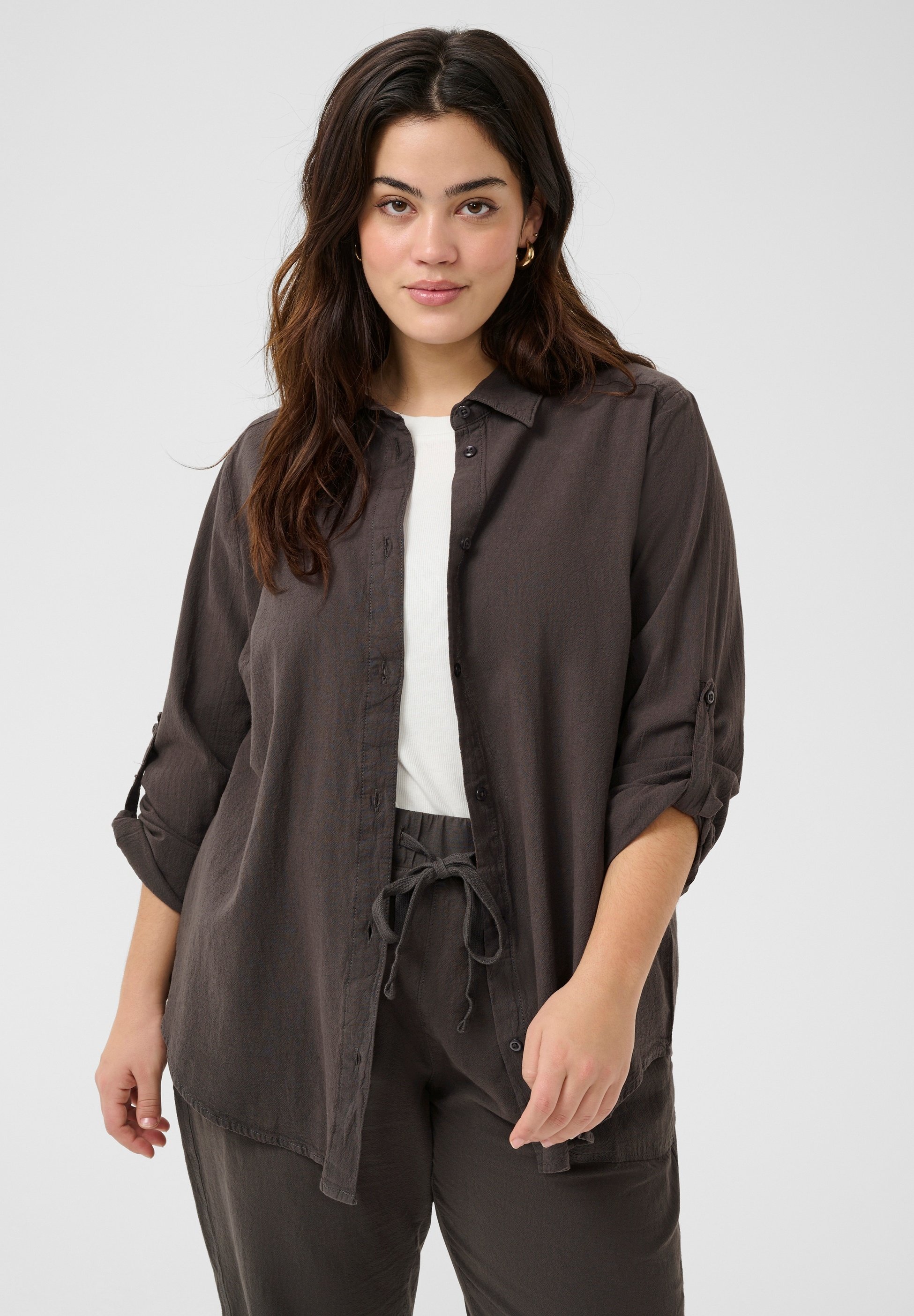 Kaffe Curve Button-Down-Bluse - Schwarz-Auster