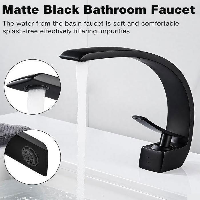 Rubinetto da bagno nero, miscelatore per lavabo in ottone, acqua calda e fredda per il bagno