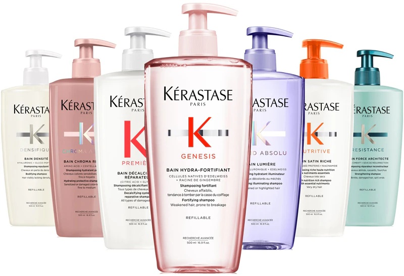 Kérastase Genesis Bain Hydra-Fortifiant stiprinošs šampūns vājiem matiem, kuriem ir tendence uz izkrišanu.
