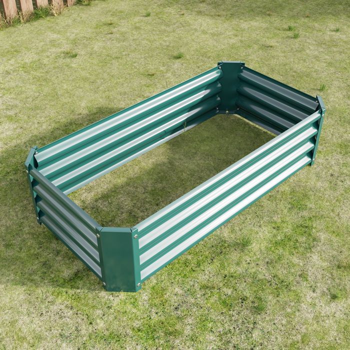 Huerto elevado ROLIPO de acero galvanizado, resistente a la corrosión, sin fondo, verde, 120 x 60 x 30 cm