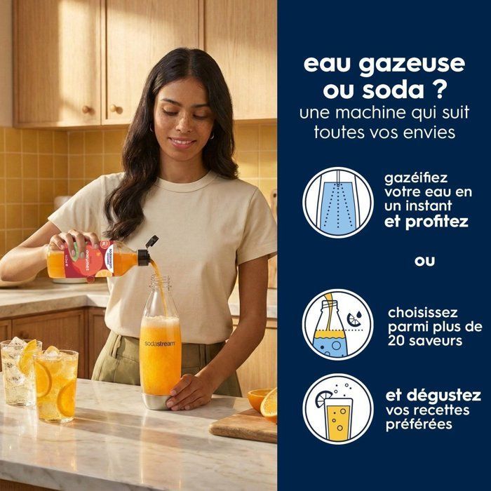 Machine à soda et eau pétillante - SODASTREAM - ART - 1 bouteille compatible lave-vaiselle - 1 recharge de gaz 60 L - Noir