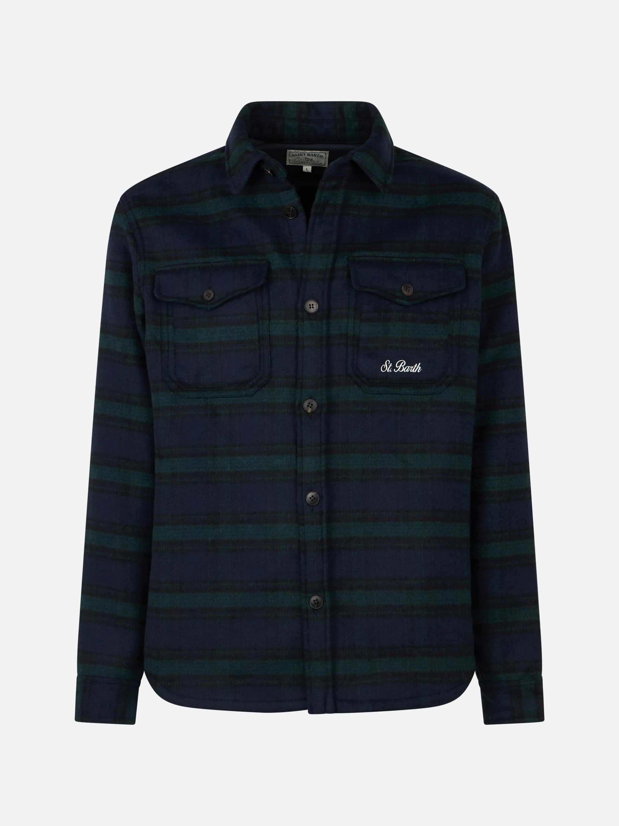 Muška vunena tartan košulja s džepovima i zašivkama
