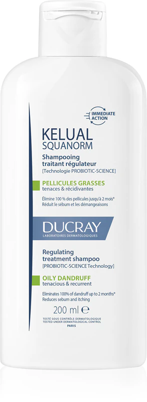 Ducray Kelual Squanorm Shampoo de Tratamento Regulador para Caspa Oleosa