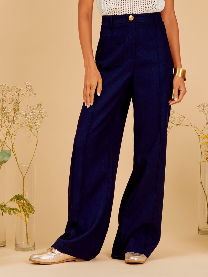 Rechte broek met hoge taille - BLAUW