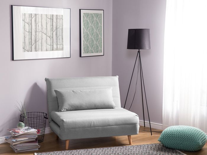 Divano convertibile in tessuto grigio chiaro - BELIANI - SETTEN - 1 posto - Reversibile - Everyday