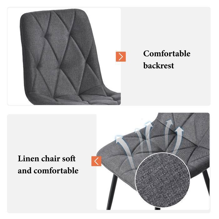 Juego de mesa de comedor de 117 × 68 cm con 4 sillas - Juego moderno de mesa y sillas para cocina/sala de estar - Sillas de lino gris