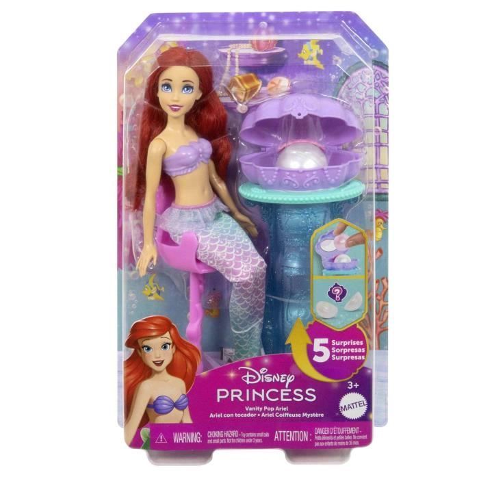 Princesas Disney - Os Segredos da Pérola da Ariel - Boneca e Conjunto de Presente com 5 Surpresas - Para Crianças a partir de 3 Anos - JBF86