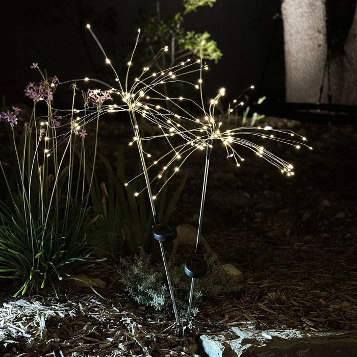 Juego de 2 luces solares - LUMISKY - FIREWORKS SPIKE - Efecto fuegos artificiales LED - 97 cm de alto - Iluminación decorativa para exteriores