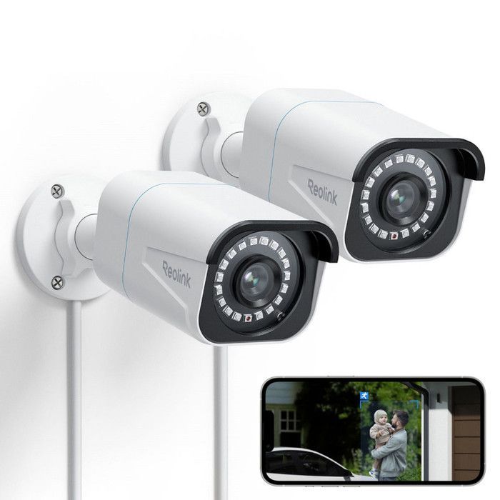 Caméra de Sécurité PoE 4K 2 Pcs - REOLINK - RLC-810A - Détection Personne/Véhicule - Vision Nocturne IR