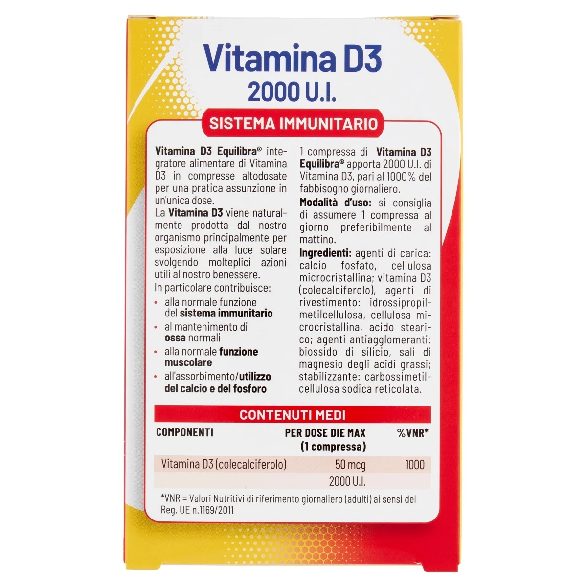 EQUILIBRA Equilibra Vitamine D3 2000 IE 30 tabletten Voedingssupplement voor het immuunsysteem