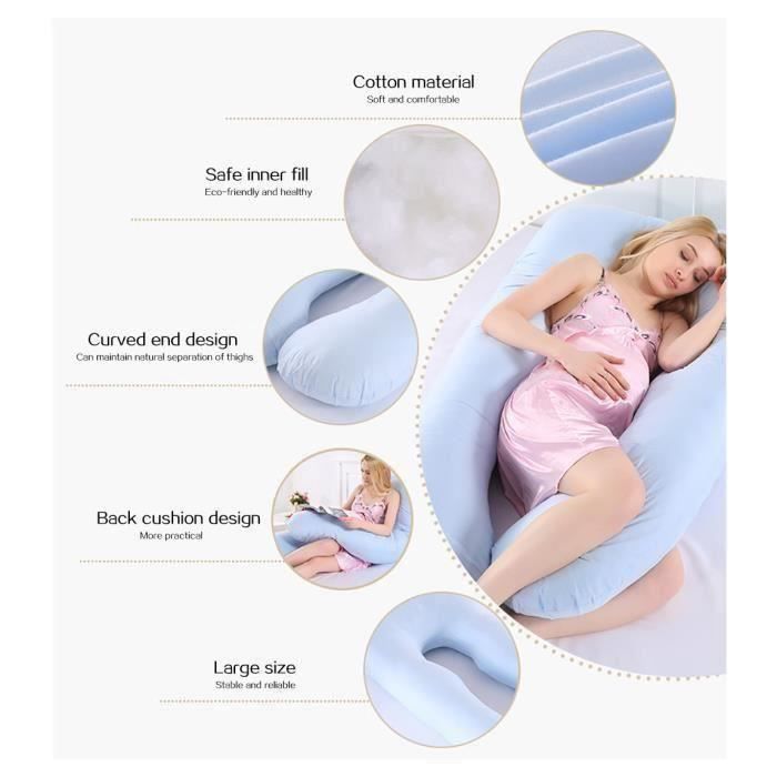 70x130cm Housse Coussin d'allaitement,Coussin de grossesse forme d'un U Oreiller de maternité soin maman corpsétement corps Cadeau