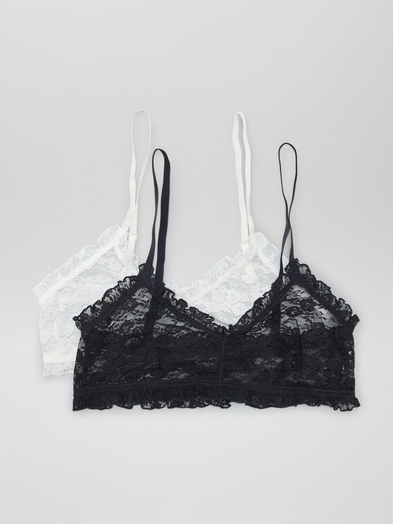 Conjunto de 2 sutiãs esportivos de renda - Branco