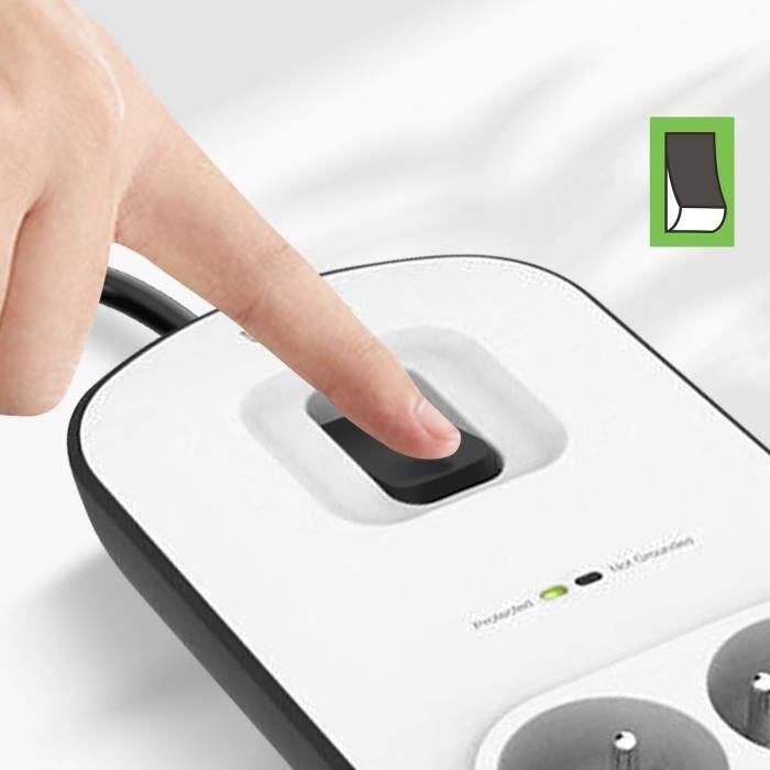 Overspanningsbeveiliging stekkerdoos - BELKIN - 8 stopcontacten + 2 USB-poorten - 2,4A - 2m kabel - 900 Joule