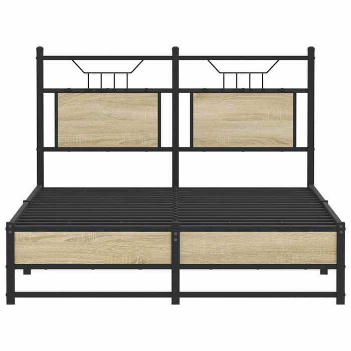 Sonoma eikenhouten bedframe - vidaXL - 120x190 cm - Hoofdbord - Opbergruimte - Lattenbodem - 196x126x91,5 cm