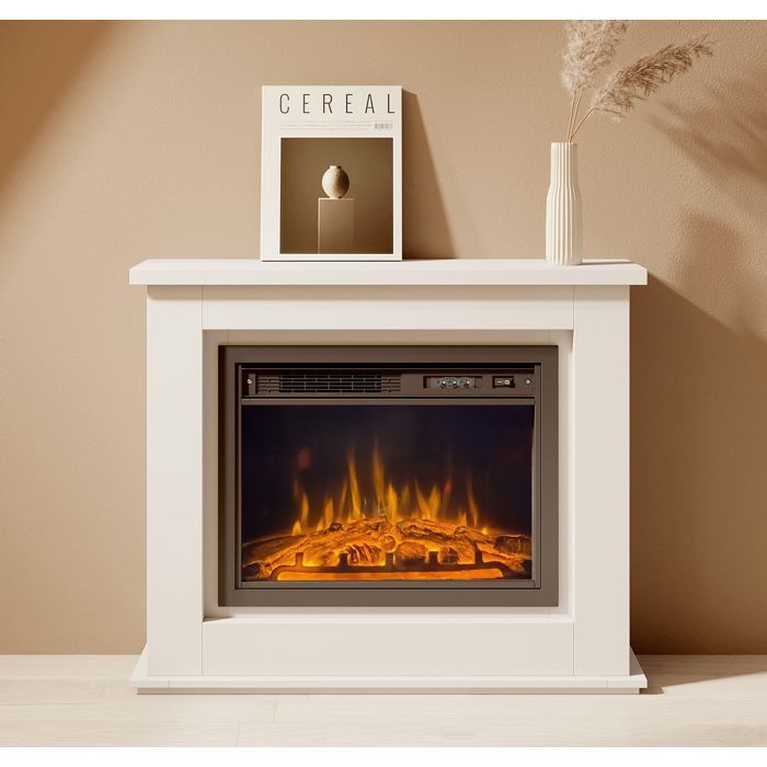 Mueble con chimenea eléctrica - DISEÑO DE MUEBLES - Alaska - Laca blanca - LED multicolor - 1000/2000W