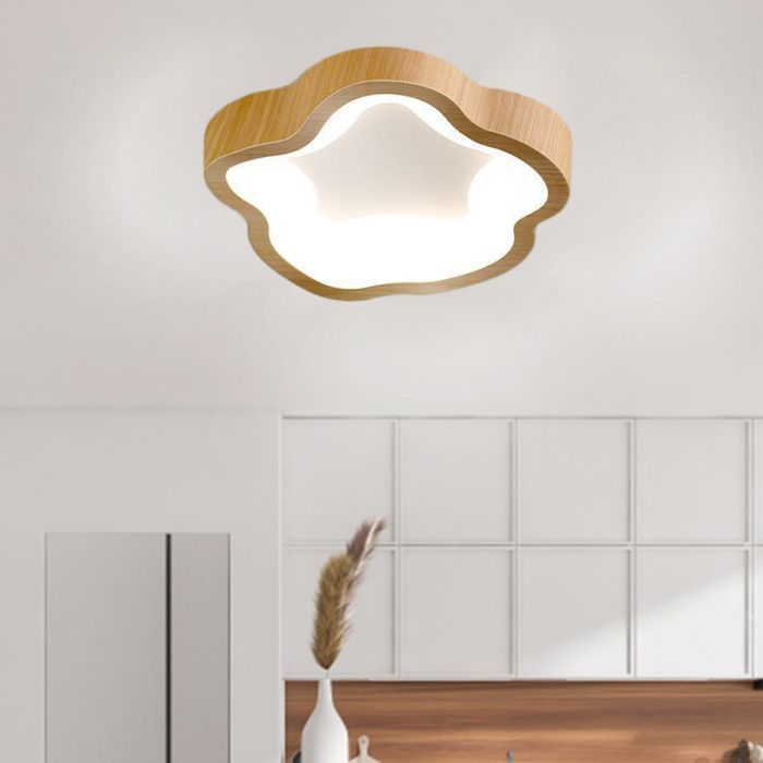 Lámpara de techo LED moderna WOTTES - Lámpara de techo de 14 W con diseño floral en luz blanca fría para pasillo y baño, 1 unidad, 23 cm de diámetro