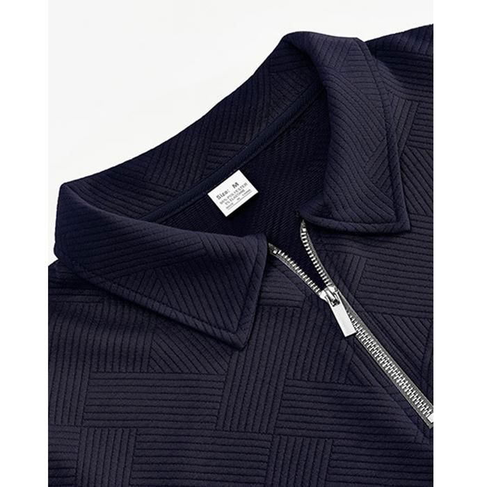 Sudadera de hombre con media cremallera, otoño/invierno, jersey para hombre, cuello con solapa, informal, cálida, ligera, color liso, corte regular – Gris claro