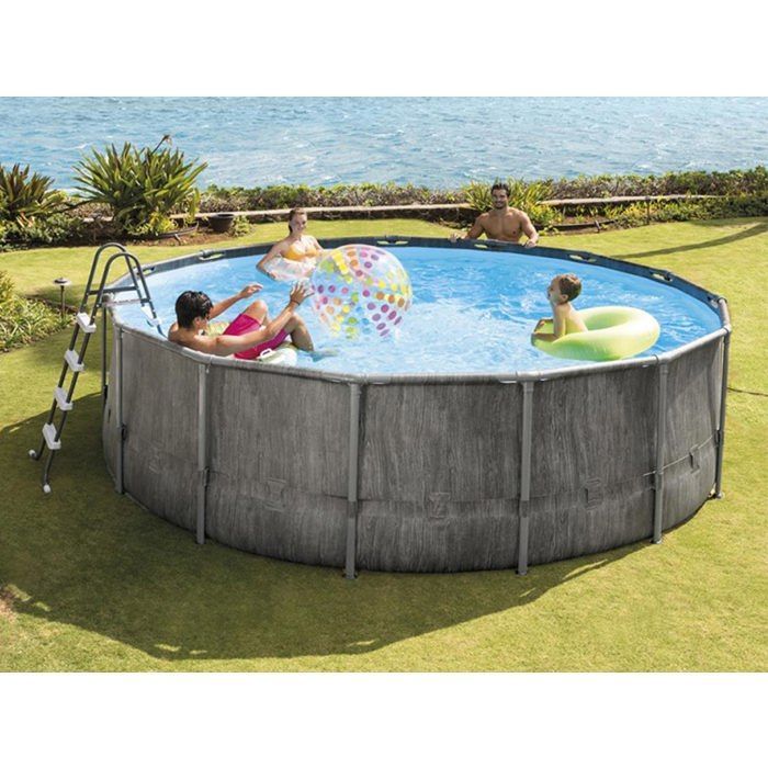 Kit piscina tubolare rotonda Intex Baltik 4,57 x 1,22 m + copertura a bolle