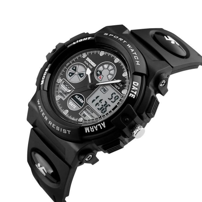 Orologio per bambini e bambine, marca sportiva impermeabile, con cinturino digitale - Nero