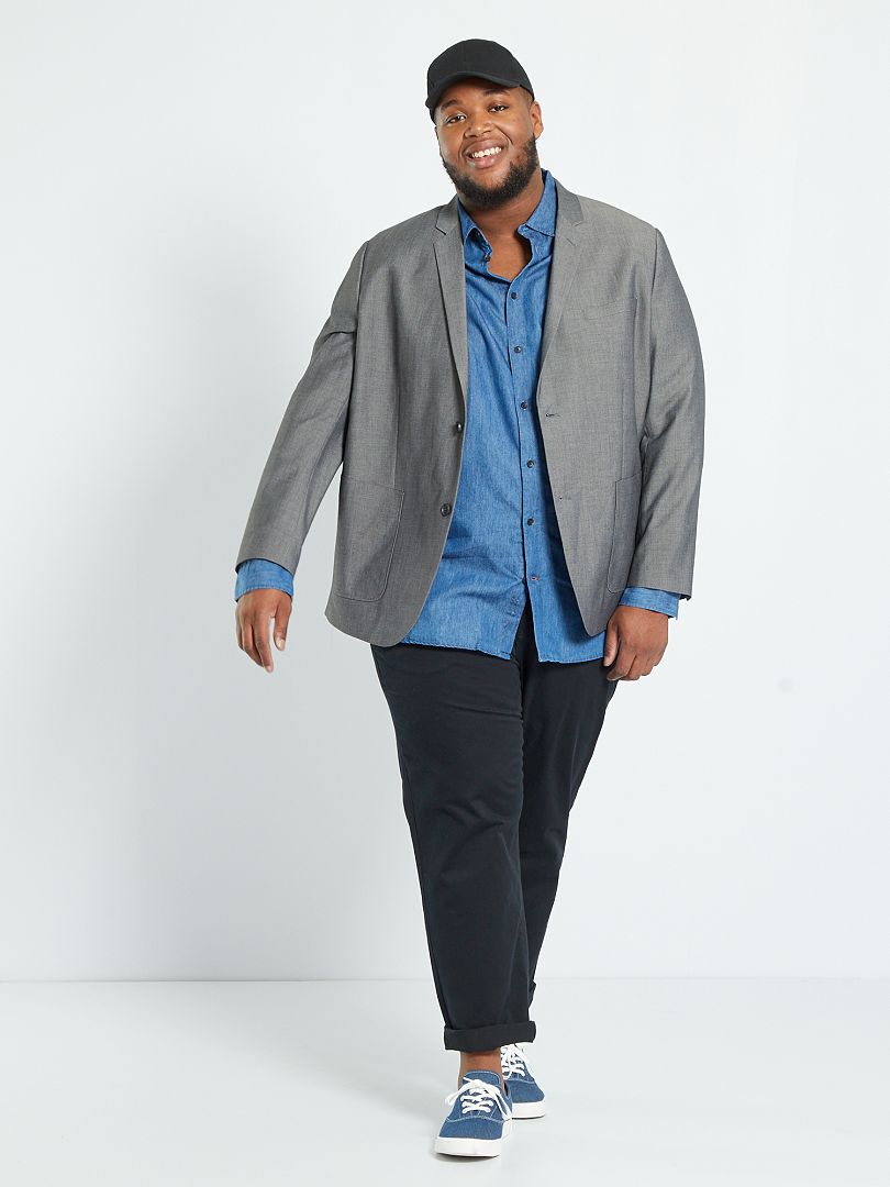 Blazer de corte regular - cinza escuro