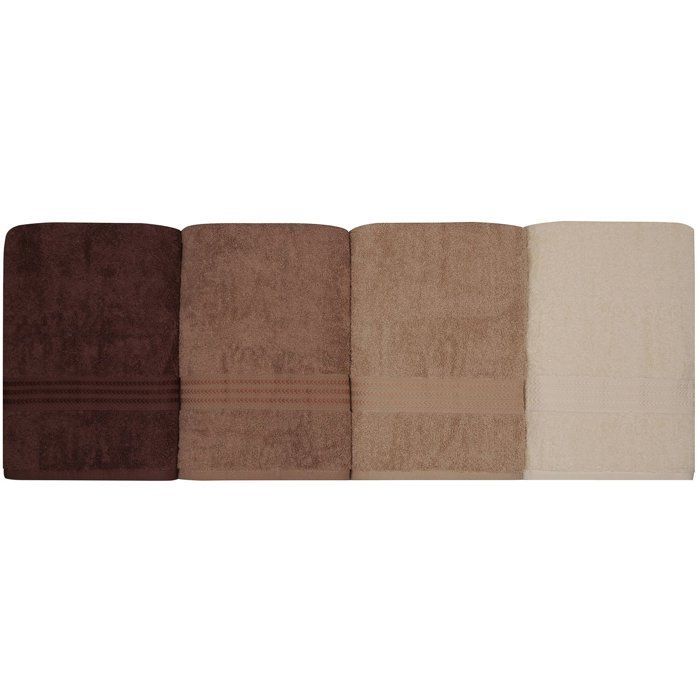 Ensemble de 4 serviettes de bain - 70 x 140 cm - Crème