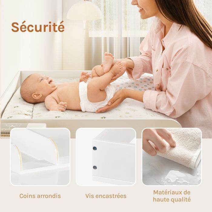 Cambiador para cómoda - Accesorios para cambiador WOLTU - 80x8,5x74,5cm - MDF - Blanco