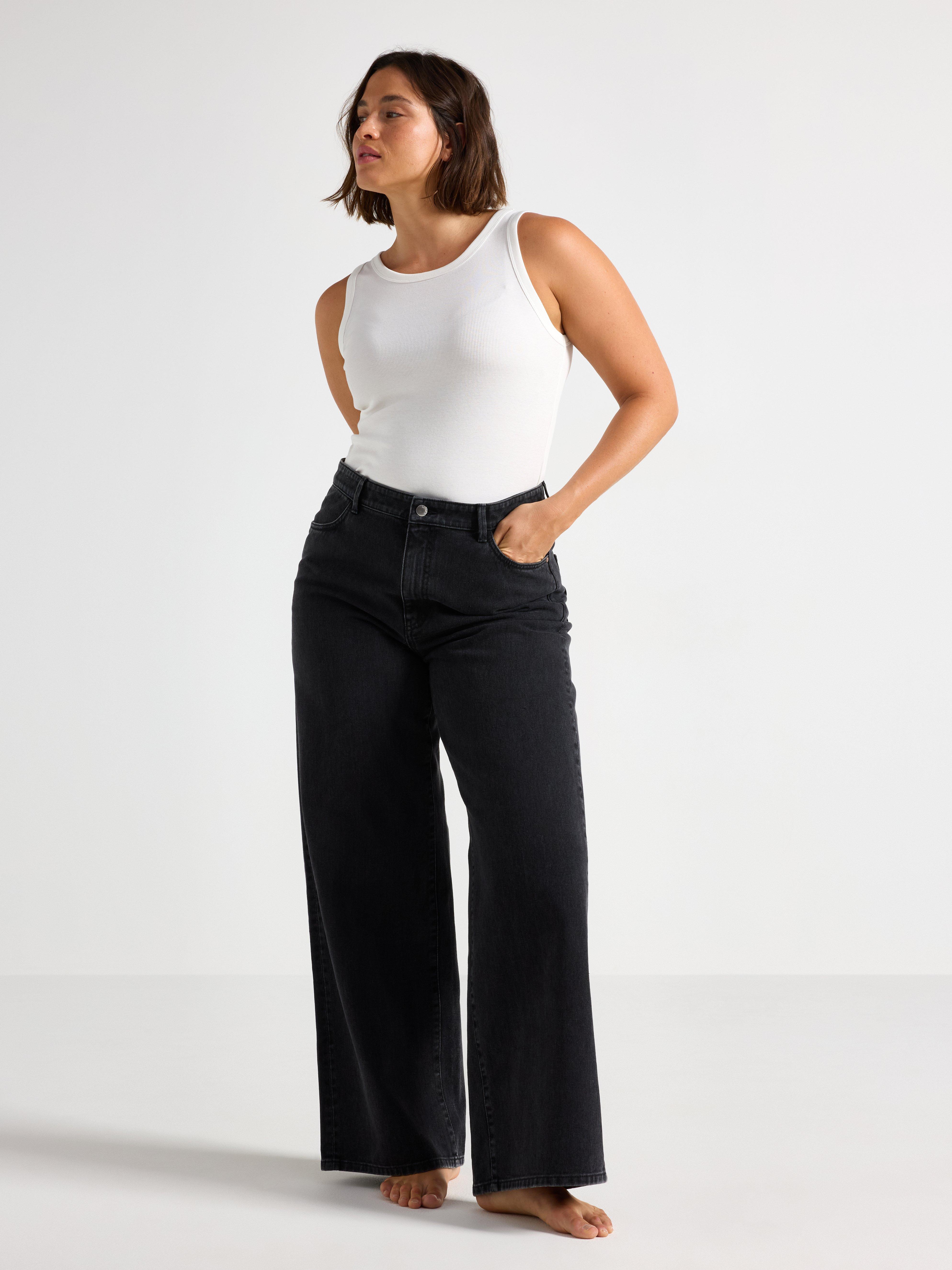 Jeans anchos Jackie med extra vida ben denim negro