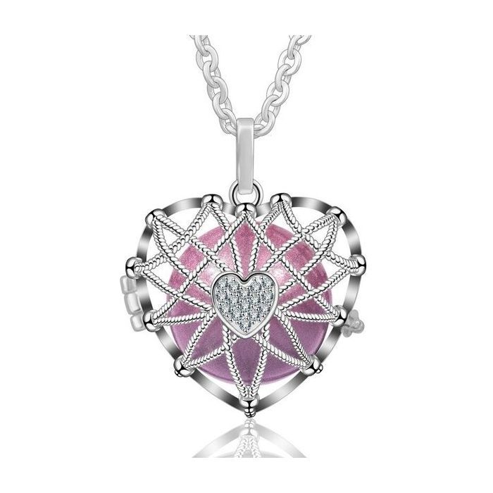 Bola de grossesse cordage et cœur serti de cristaux boule rose