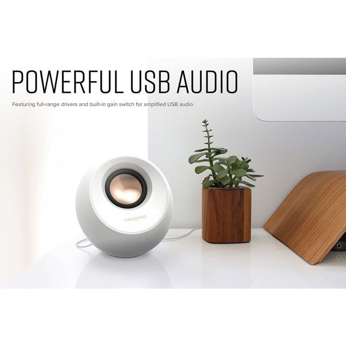 Enceintes de Bureau 2.0 - WOOPSO - Creative Pebble V3 - USB-C - Bluetooth 5.0 - 16 W