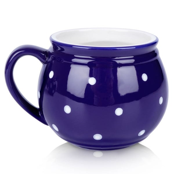 Kubek beczułka do grzanego wina ceramiczny niebieski 200 ml