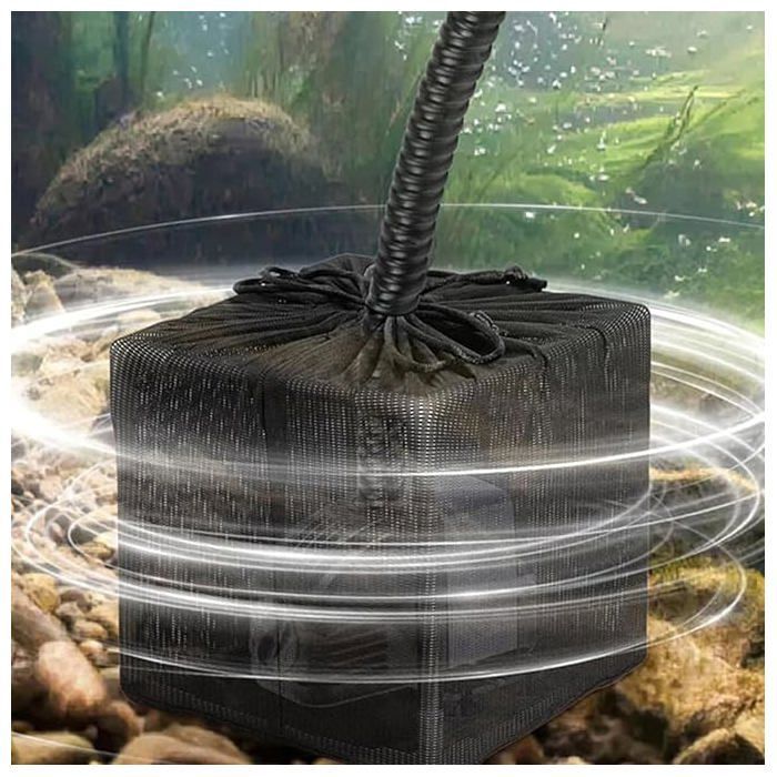 Bolsa para bomba de estanque, cubiertas para filtración de estanque, protección antideslizante, para acuario de jardín, fuente y exterior, 25 cm x 25 cm, negro
