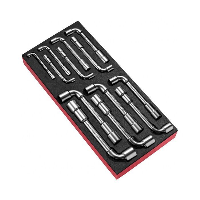 Module de clé à pipe débouchées métriques en plateau mousse - FACOM - série 75 - 13 pièces