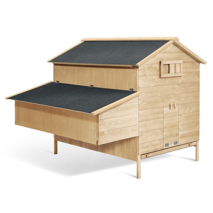IDMARKET Poulailler chalet XXL pour poules avec pondoir en bois