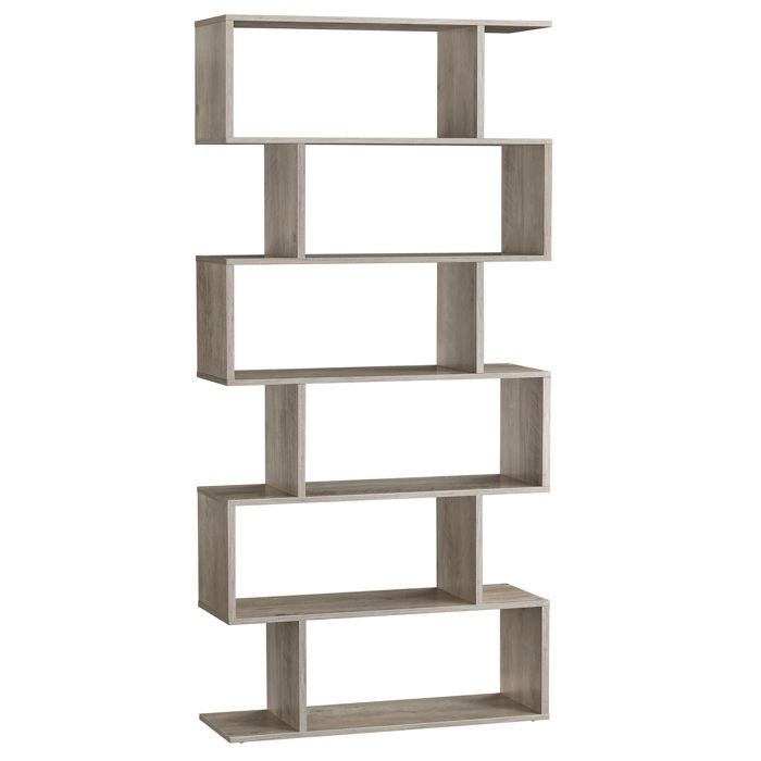 Boekenkast, 6-laags opbergrek, opbergkast, kamerscherm, voor woonkamer, slaapkamer, kantoor, grijsbeige