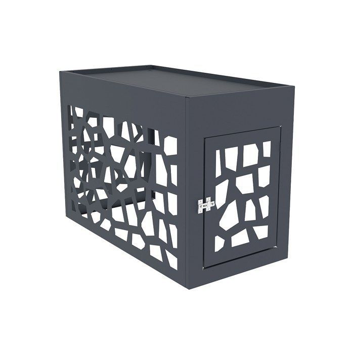 Cubierta de aluminio perforado para aire acondicionado/bomba de calor - Con puerta de acceso - Antracita - KAZOMA