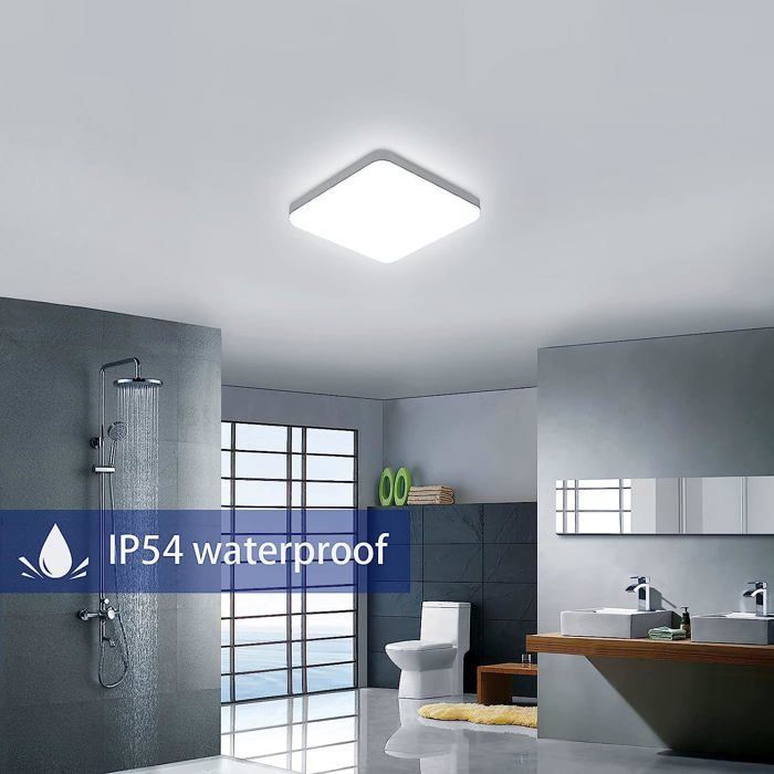 2-Pack LED Ceiling Light for Bathroom, Bedroom, Kitchen, Living Room, Balcony, 32W 6500K, IP54 Waterproof, White (Square)