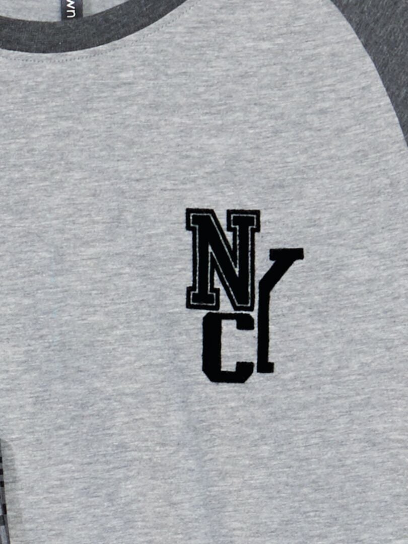 Pijama comprido - estampa NYC - 2 peças - cinza/cinza
