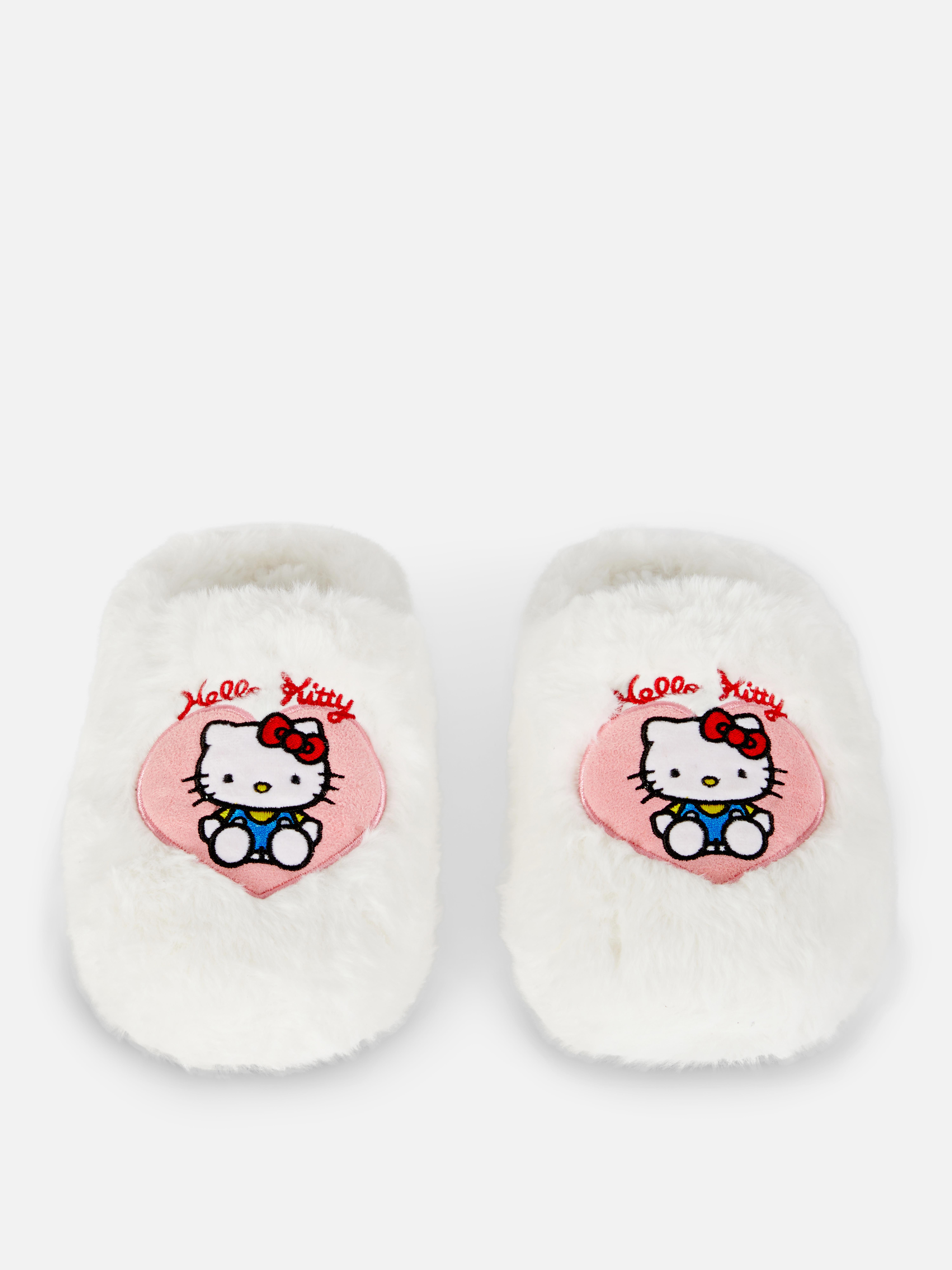 Papuci pufoși Hello Kitty O pereche de papuci pufoși cu un design Hello Kitty