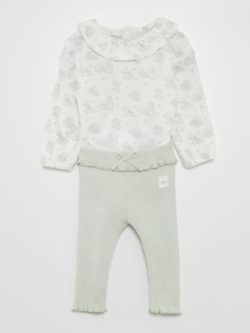 3-delige set: romper, legging en slabbetje - BLAUW