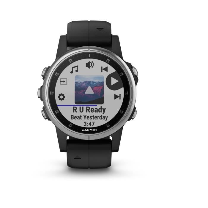 Garmin - Fenix 5S Plus - Montre connectée GPS Multi-sports & Santé - Garmin Pay, Cartographie & Musique - Cadran 51 mm - Noir