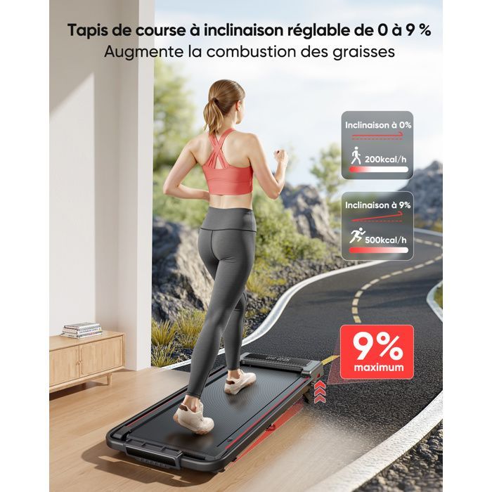 Toputure 4-in-1 opvouwbare loopband/walker, verstelbare hellingshoek, 12 km/u, 2,5 pk, stille werking voor kantoor en thuis (stille functie)