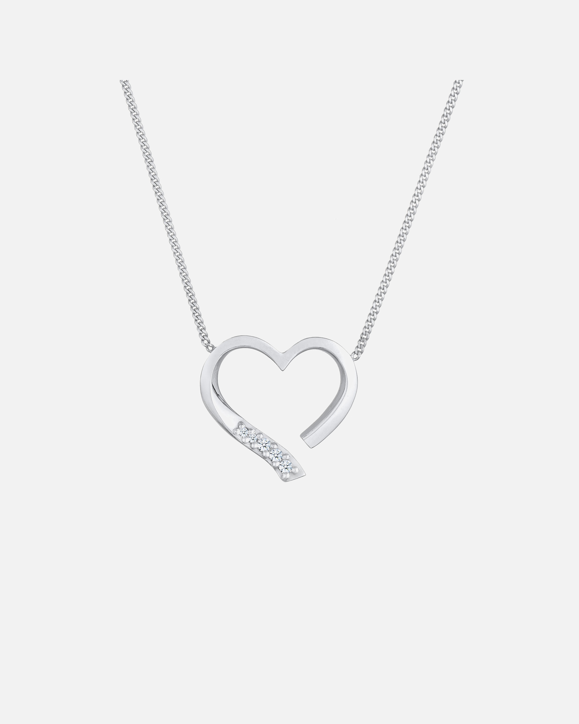 Elli DIAMONDS Femmes Pendentif Coeur Amour Féminin avec Diamant (0.055 ct.) en Argent Sterling 925