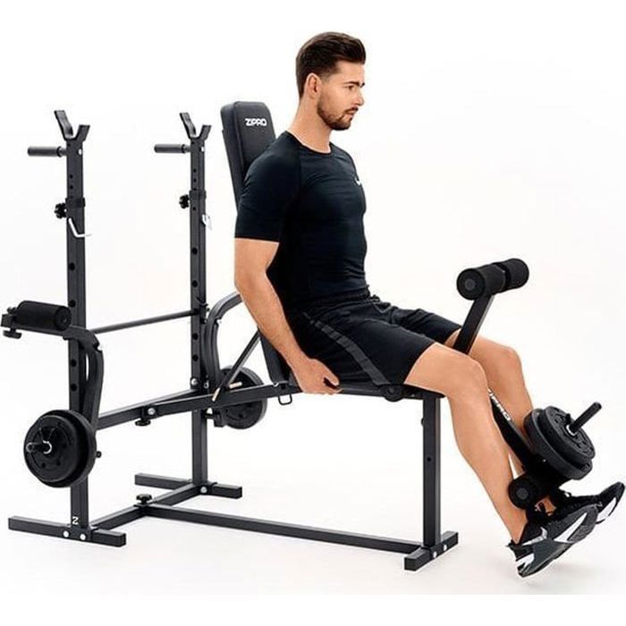Panca multifunzione ZIPRO Ripped | Curl per bicipiti, pressa per gambe, butterfly | Supporti per bilanciere regolabili