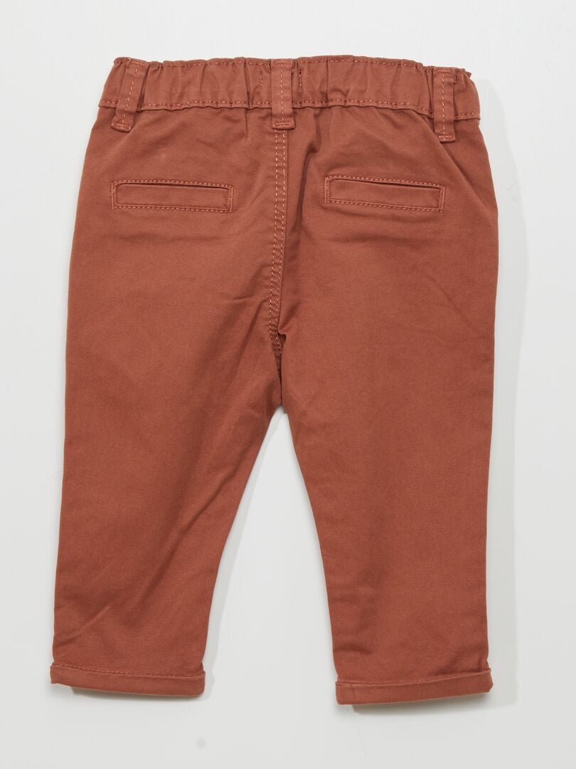 Effen chino broek - BRUIN