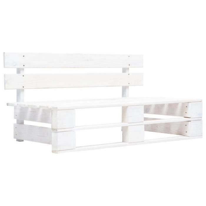 Banco - vidaXL - Palé de jardín - Madera maciza - Blanco - Resistente a la intemperie