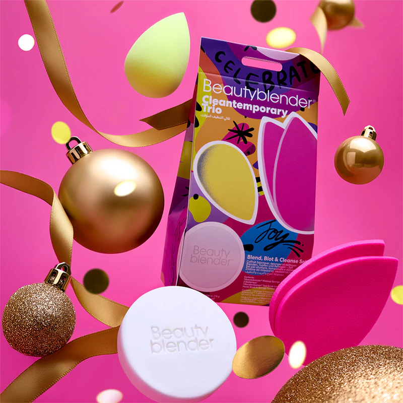beautyblender® Kit Trio de Limpeza Temporária para as Festas - Conjunto para Esfumar, Absorver e Limpar